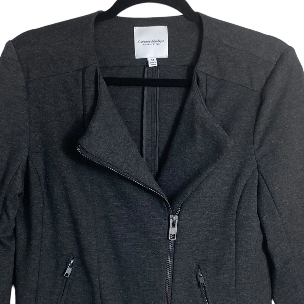 Catherine Malandrino Runway Style Women’s Charcoal Shanfa Moto Jacket EUC Size M - Picture 4 of 14